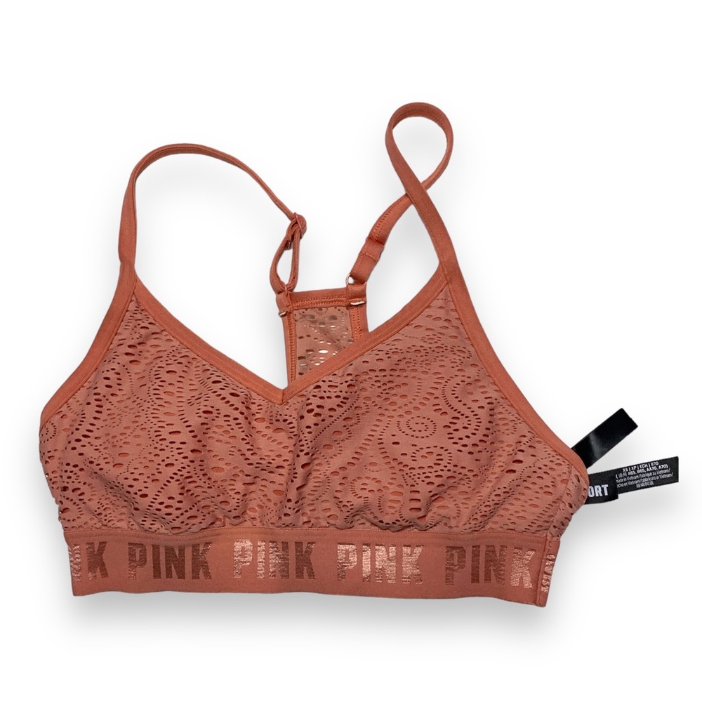 PINK Victoria Secret Women’s XS Sports Bra Racerback Adjustable Straps Coral Top